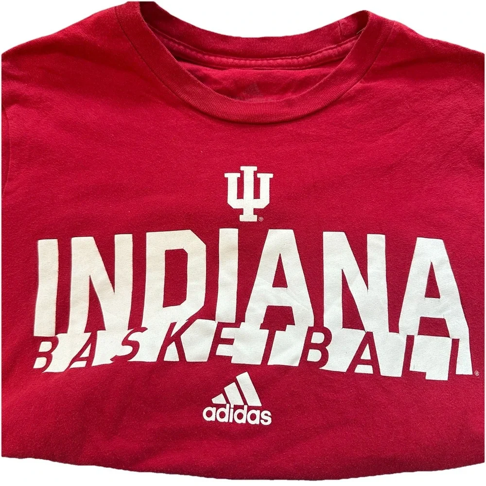Mens Adidas‎ Indiana Hoosiers Basketball Red Short Sleeve Shirt Sz Med